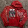 Felpa Nera con Zip e Stampa Hip-Hop Street Star per Donna 2022 Y2K Harajuku Giacca Felpa Donna