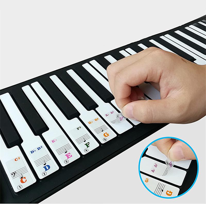 Transparent Piano Keyboard Stickers Key Detachable Music Decal Notes Electronic Piano Piano Spectrum Sticker Symbol multicolore