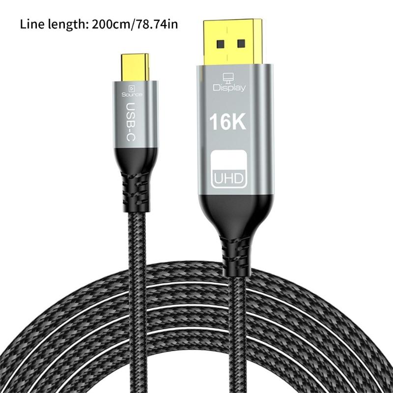 Highly Speed 80Gbps USB C To DP 2.1 Extension Cable for 8K 60Hz 4K 240Hz Video Output with HDRs Support On Laptop and Monitor Displays