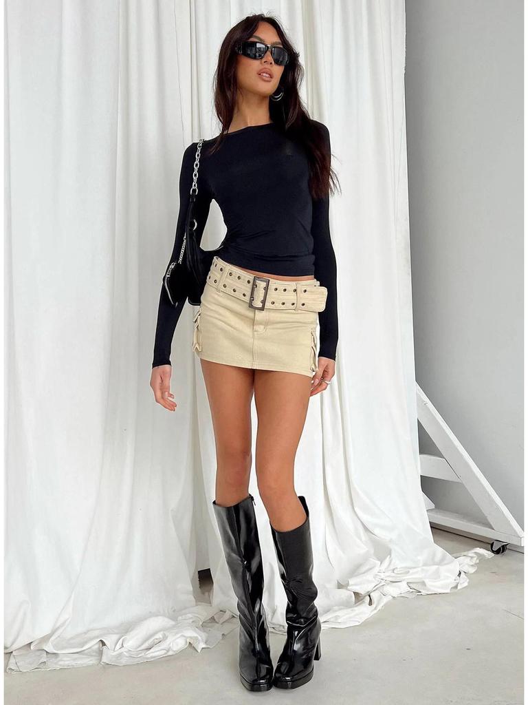 European and American Women's Casual Slim Fit Long Sleeve Pullover T-shirt Streetwear Set