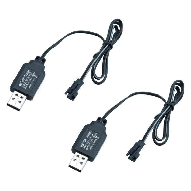 USB Charger Cable SM2.0 2P Connectors for 7.2V 250mA NiMH NiCD Batteries with LED Indicator and Safe Charging