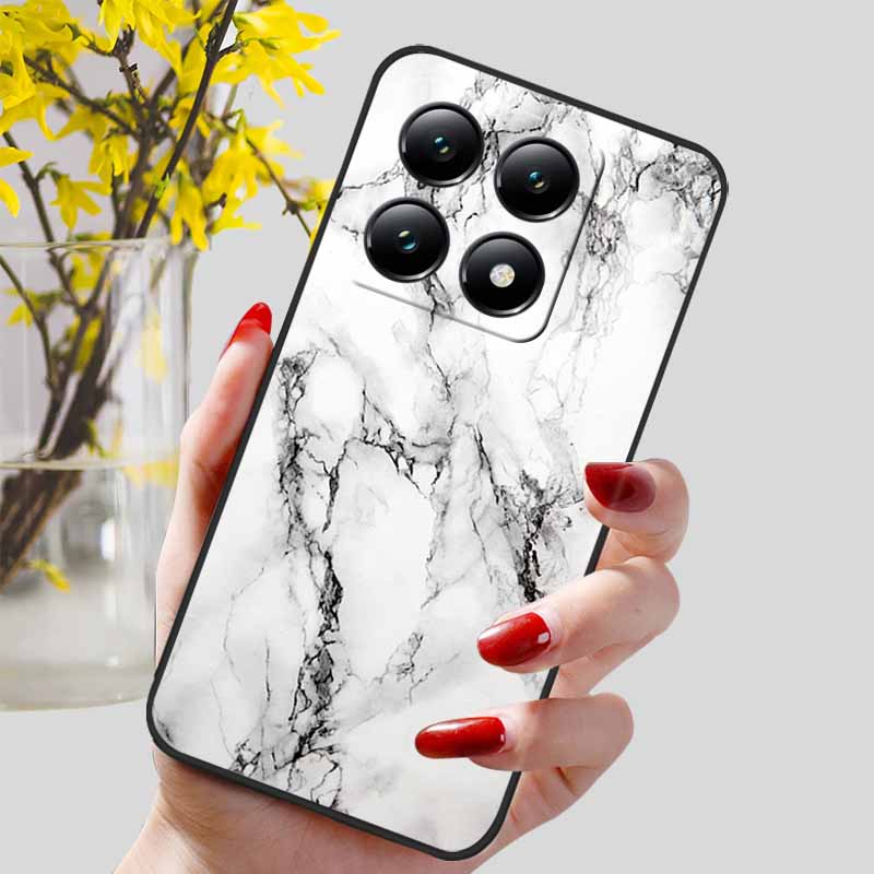 For Xiaomi 14T / 14T Pro Case Fashion Black TPU Marble Painted Cover for Xiaomi 14T Pro Shockproof Shell Capa Silicon Bag 6.67''