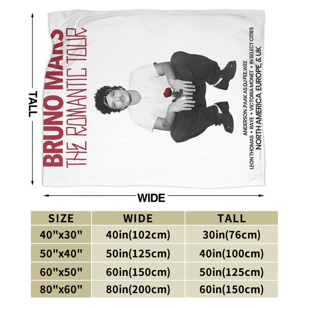 Coperta Throw Bruno Mars The Romantic Tour 2026 per Divano Morbida Coperta Peluche 50x60 Pollici Copriletti Multitaglia per Tutte le Stagioni