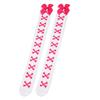1 Paar Mädchen Schwarz Süß Niedlich Rosa Y2K Harajuku Lolita Oberschenkelhohe Strümpfe Mädchen Knochen Schleife Socken Streetwear