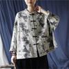 Women Vintage Jacquard Shirts Tops Stand Long Sleeve Button Patchwork Pockets Blouses Spring Shirts
