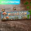Vintage Mushroom Metal Wall Sign 15.7x3.9 Rustic Botanical Farmhouse Gothic Decor