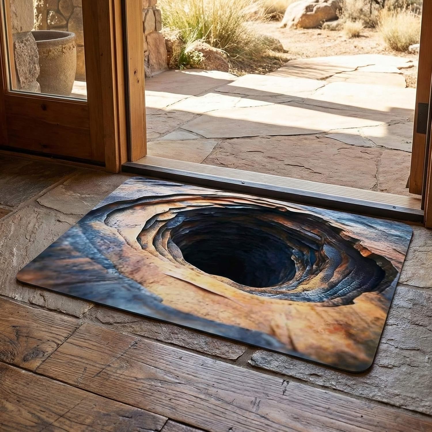 

VIKAMA Non-Slip Soft 3D Hole Rug, Durable Stain Resistant Floor Mat, Funny Visual Trap Mat for Indoor Home Decoration 40cm x 60cm