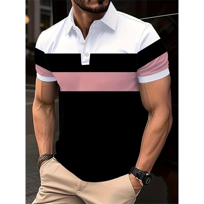 Mens Relaxed Fit Pique Polo Shirt With Button Breathable Casual Short Sleeve Top Office Daily Wear