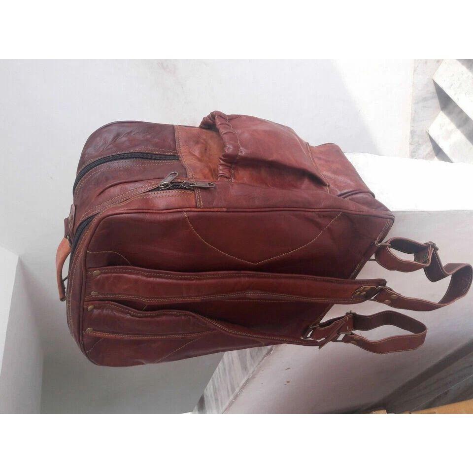 Genuine Leather Brown Backpack Rucksack New Travel Bag For Men's and Women'