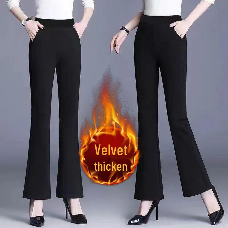 Petite Women's High-Waisted Fleece-Lined Flared Winter Pants