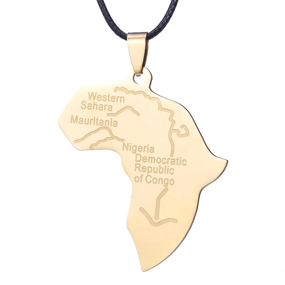 ZRM Jewelry Acero Inoxidable Moda Mapa de África Colgante Collar Para Hombres Mujeres Regalos