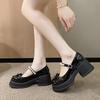 Pearl belt platform Mary Jane shoes autumn 2025 new bow thick heel single shoes women's versatile casual women's shoes