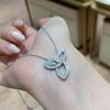 Lily Marquise 925 Silver Necklace with 5A High Carbon Diamond Clover Pendant - Elegant Light Luxury Clavicle Chain for Women