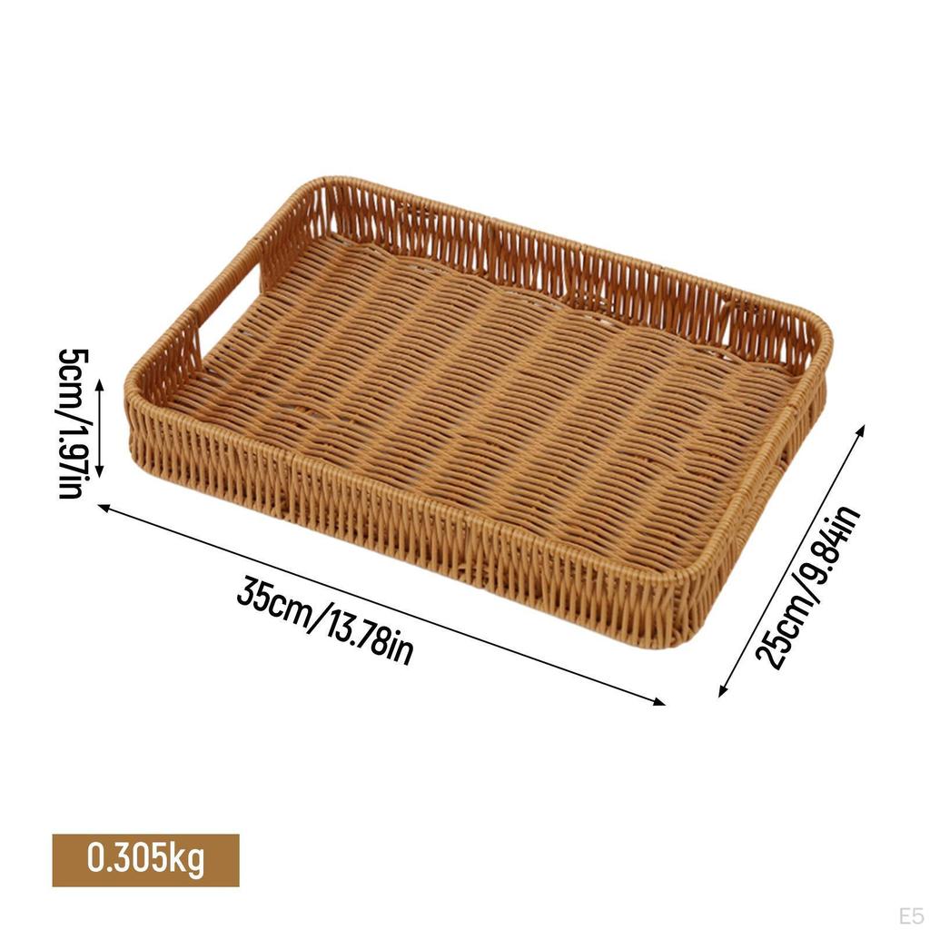 Bauernhaus Handgewebte Obstservierschale Mehrzweck mit Griffen Lebensmittelaufbewahrungsschalen Snack Brot