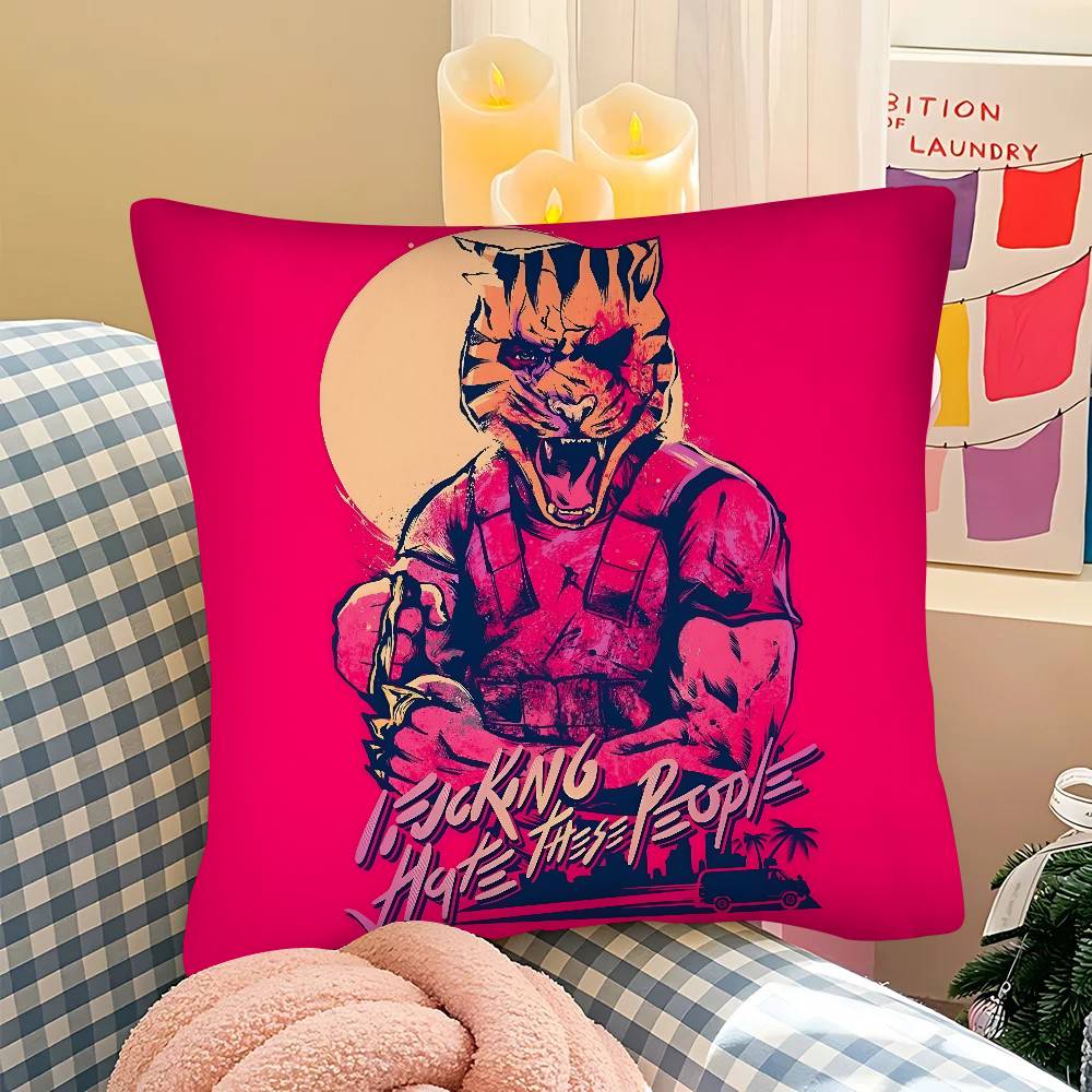 pc Classic HHotline MMiami Action Game Pillow Case Fashion Square Pillowcase Bedroom Sofa Room Ins Decoration Leisure