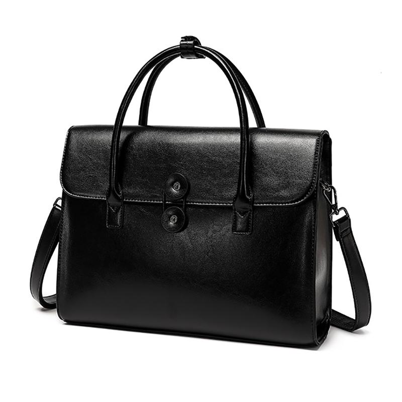 Echte Leder Aktentasche Damen Luxus Mode Vintage Büro Business OL Schulter Seitlich 14 Zoll Laptop Messenger Tragbare Tasche