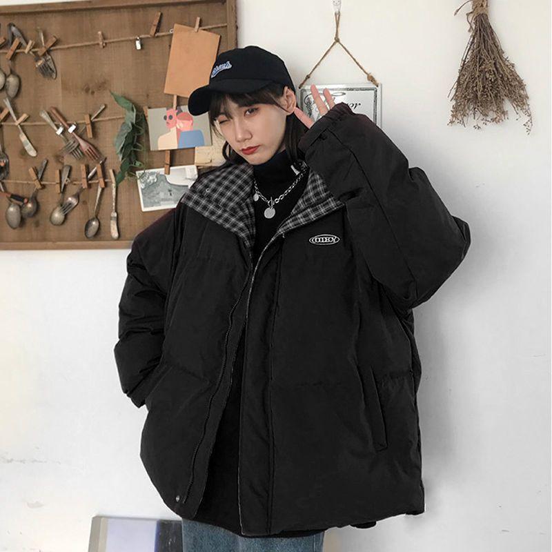 Women's Designer Unique Thickened Cotton Coat Burgundy Puffer Jacket Korean Style Loose Winter