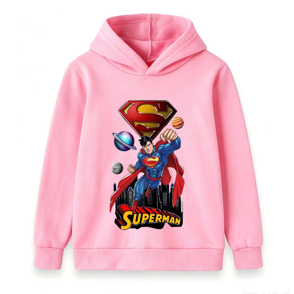 Kids Boys Girls Long Sleeve Hoodie Super Hero Print Casual Pullover Sweatshirt for Children Daily Wear