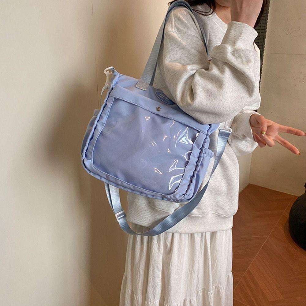 Cute Transparent Itabag Idol Merchandise Storage Nylon Crossbody Itabag Large Capacity Badge Display Student Tote Bag Girls