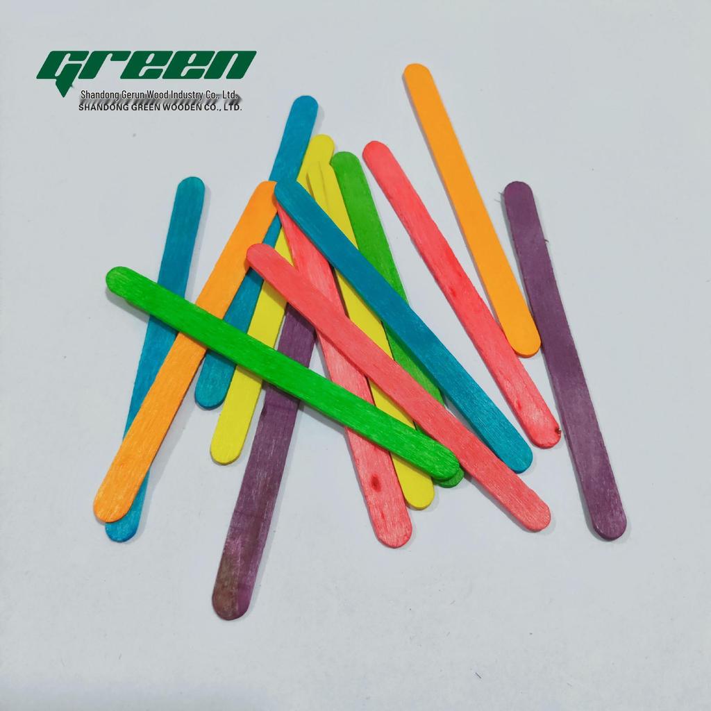 114mm Handmade Colored Wooden Popsicle Sticks for Crafts and Ice Pops