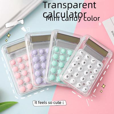 Mini Transparent Calculator, Candy Color, Creative Cartoon Design for Students and Offices