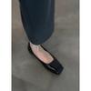 Sheepskin version~ black retro thin leather comfortable flat shoes women's minimalist square head one pedal small single shoes