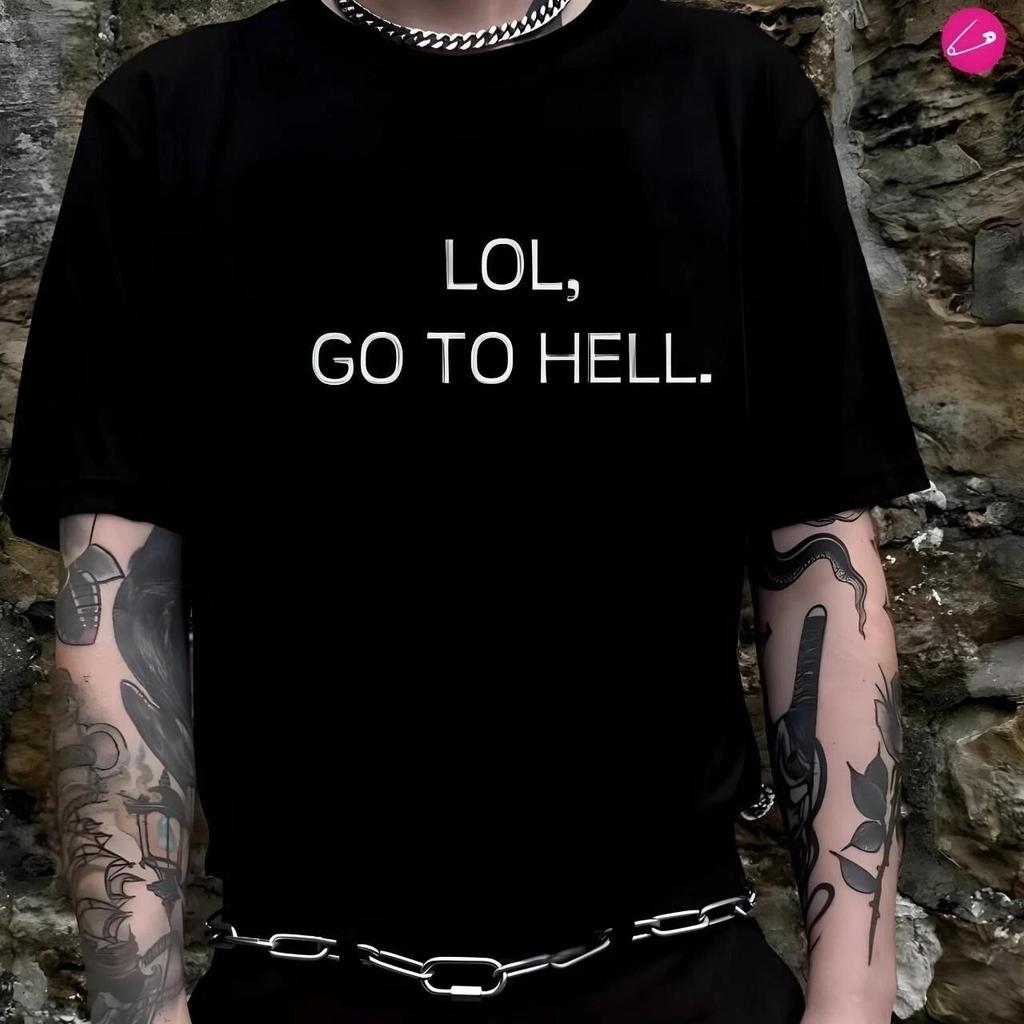 Lol, Fahr zur Hölle Gothic Alternative Okkult Emo Punk Rock Lustig Skater T-Shirt