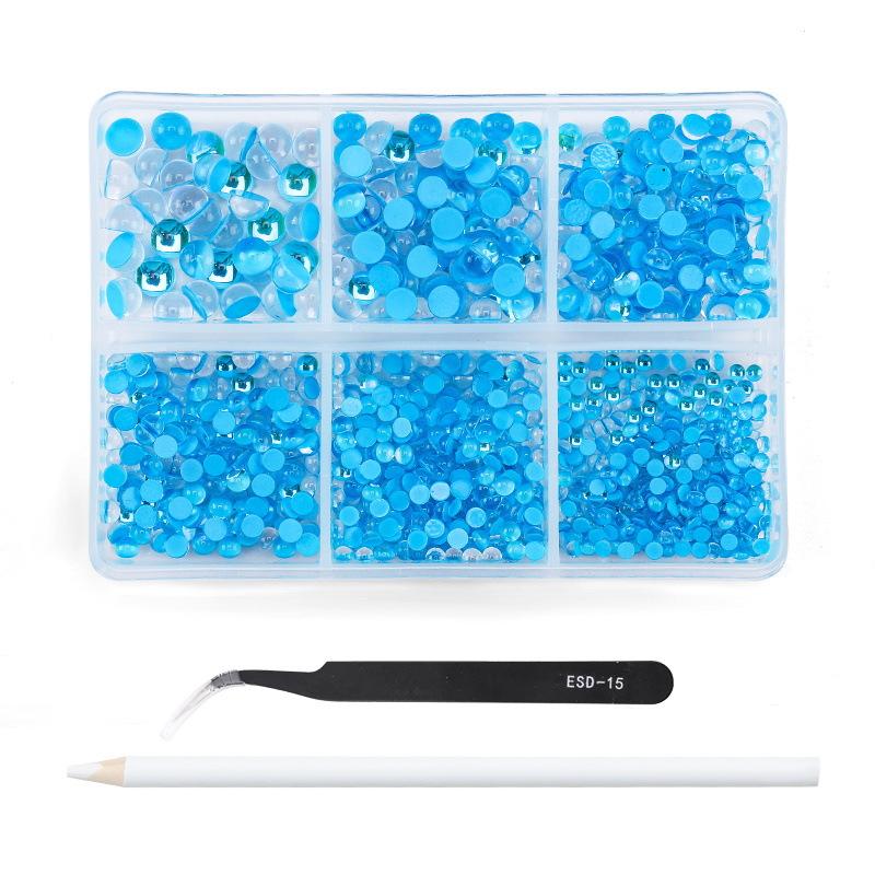 Colorful Mocha Jelly Nail Diamond Semicircular Flat Bottom Diamond Nail Art Rhinestone Jewelry Nail Sticker Diamond Set