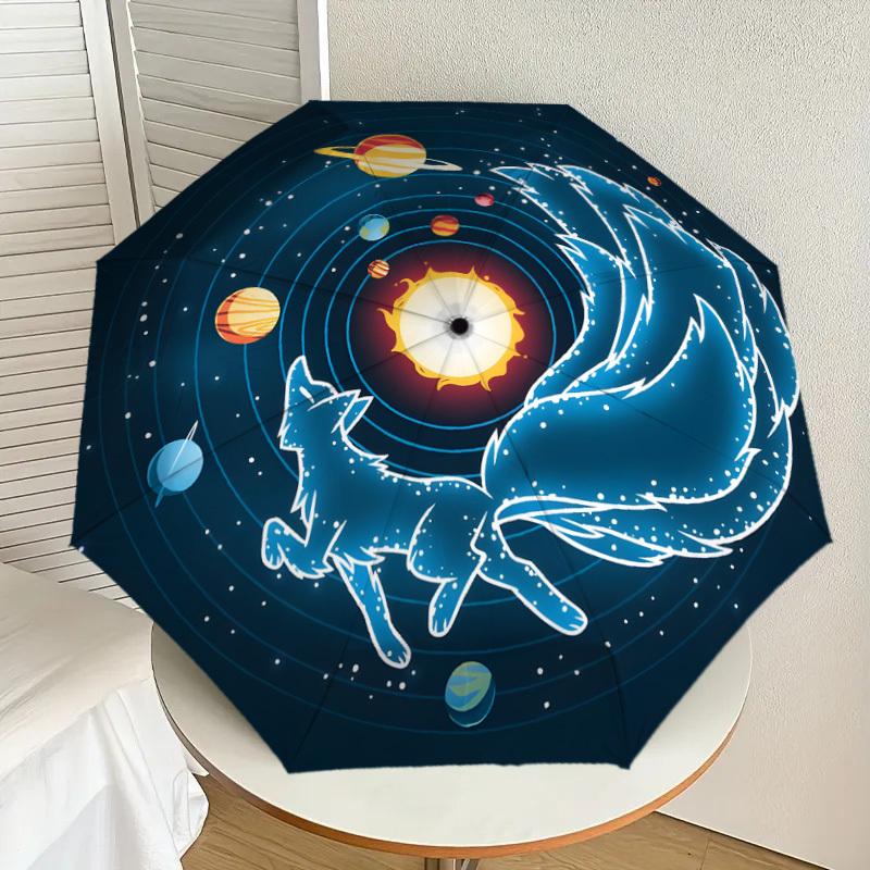 

1pc Cosmic Fox Journey Umbrella with Plastic Handle,Suitable for All Seasons Home Travel Outdoor UmbrellaDD1070