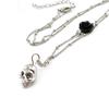 Les Trésors De Lily [J1155] - Czarny srebrny designerski naszyjnik „Czaszka”.