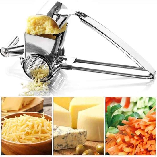 Cheese Grater, Stainless Steel Rotary Cheese Graters Shredder Handheld, Kitchen Grater for Cheese Ginger Vegetables