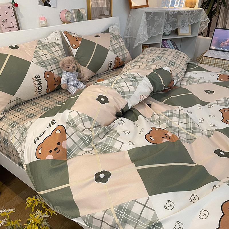 Four-piece Cartoon Single-piece Bedding Dormitory Bed Sheet Quilt Cover Ins Quilt Cover Three-piece Set Spring