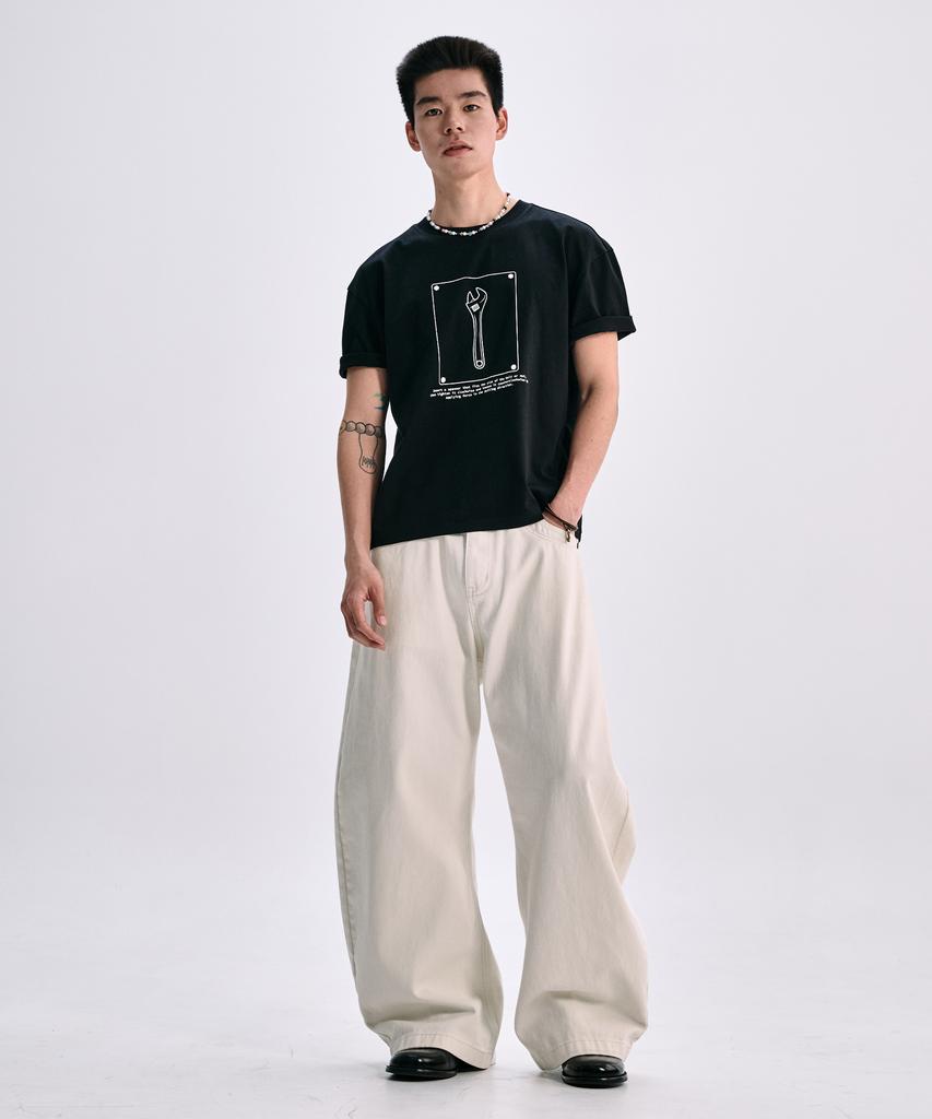 TAKEASY Cotton Curved J Pants (Cream)