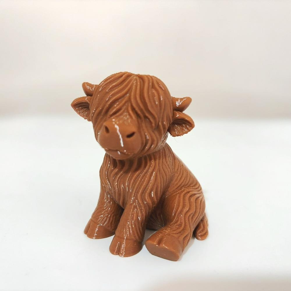 Scottish Highland Cattle Model Statue Ornament, Realistic Hair Sitting Highland Cattle Sculpture, Scottish Theme Decoration