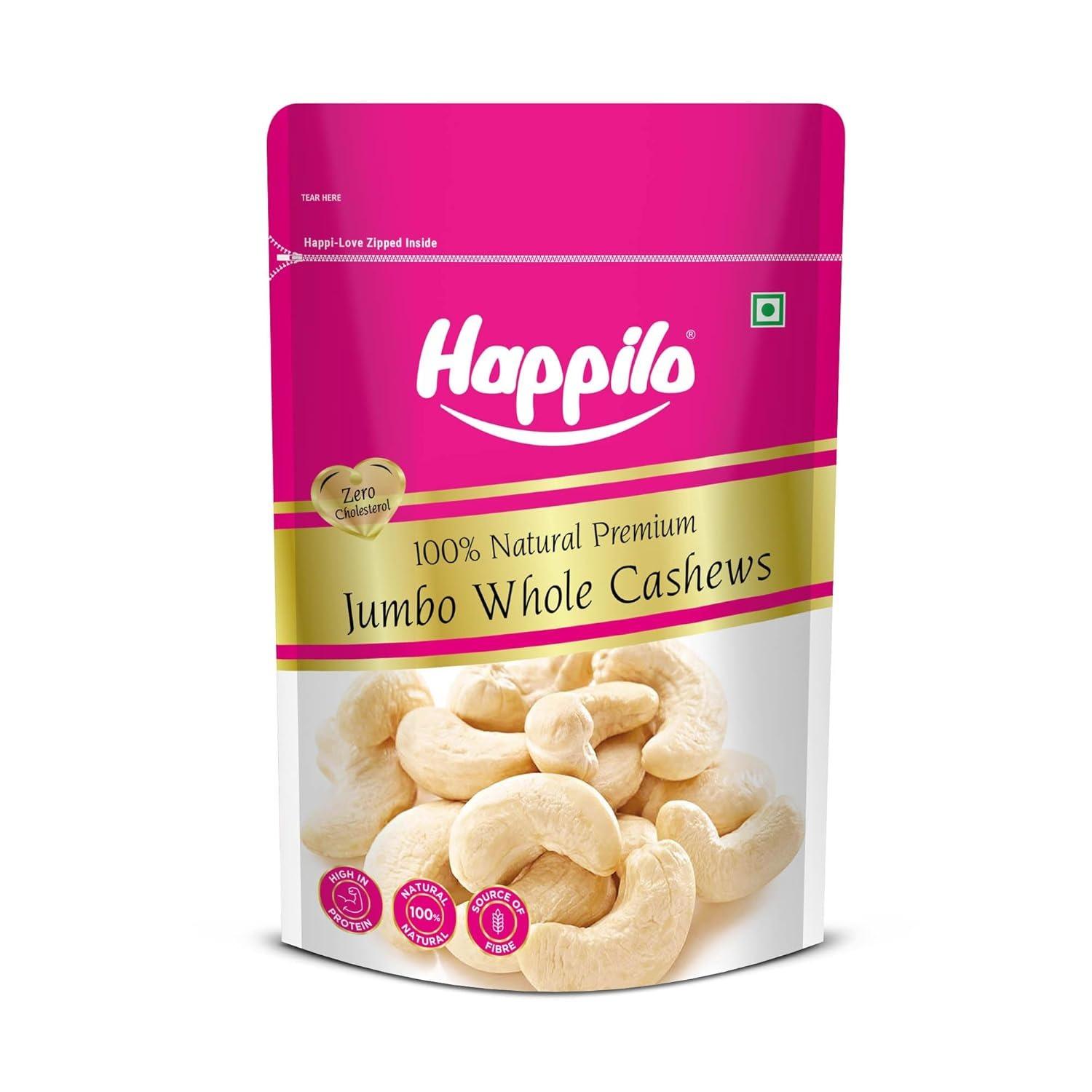 Кешью Джамбо (200 г), 100% Natural Premium Jumbo Whole Cashews, Happilo
