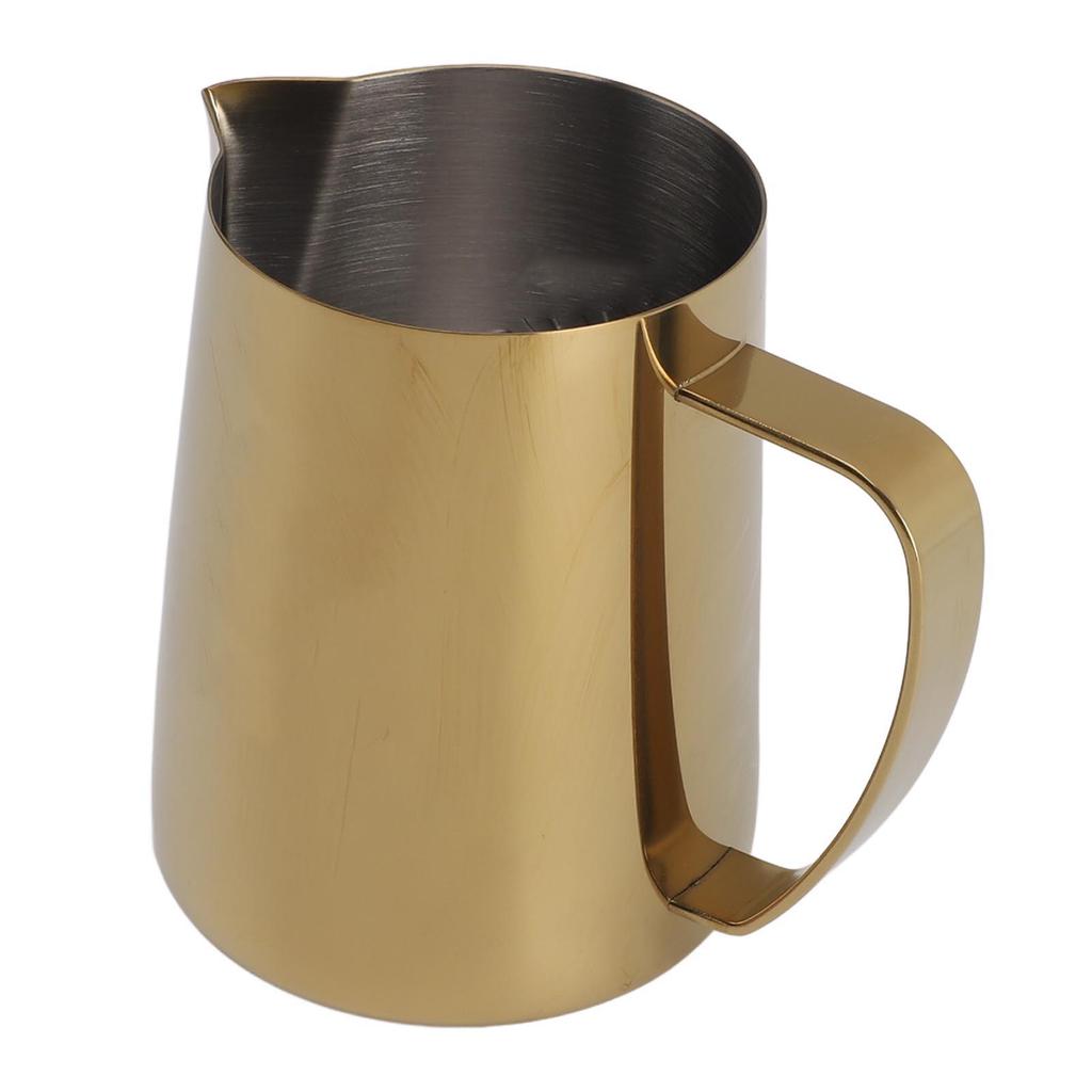 Milk Frothing Pitcher 304 Stainless Steel Coffee Steaming Pitcher Multipurpose Coffee Milk Cup for Home Golden 600ml