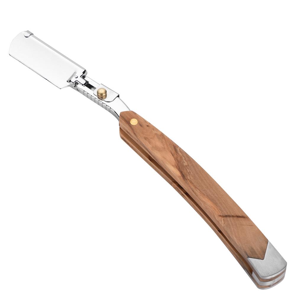 Retro Wood Handle   10pcs Blade Head Shaving Razor Folding Shaver Male Face Cleansing Care Tool