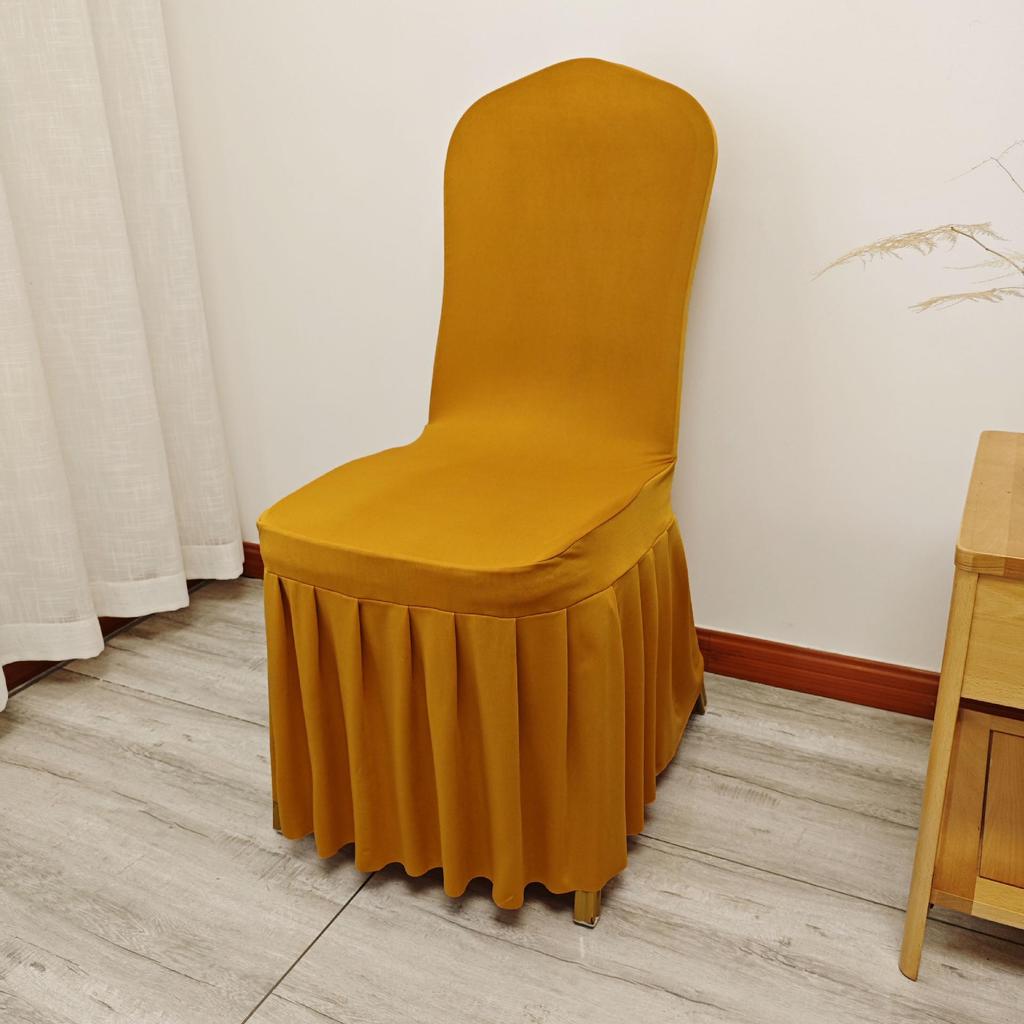 Universal Elastic White Skirt Chair Cover for Weddings & Banquets