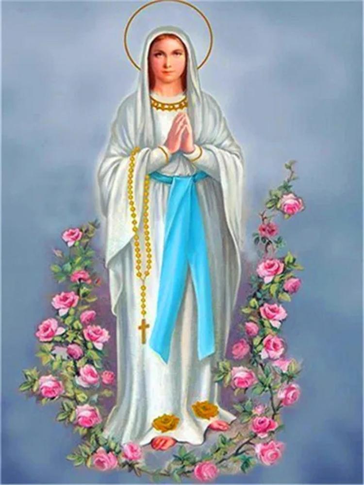 5D Virgin Mary Diamond Cross Embroidery Full Diamond Embroidery Full Circle Square Mosaic Christian Home Decoration Religion