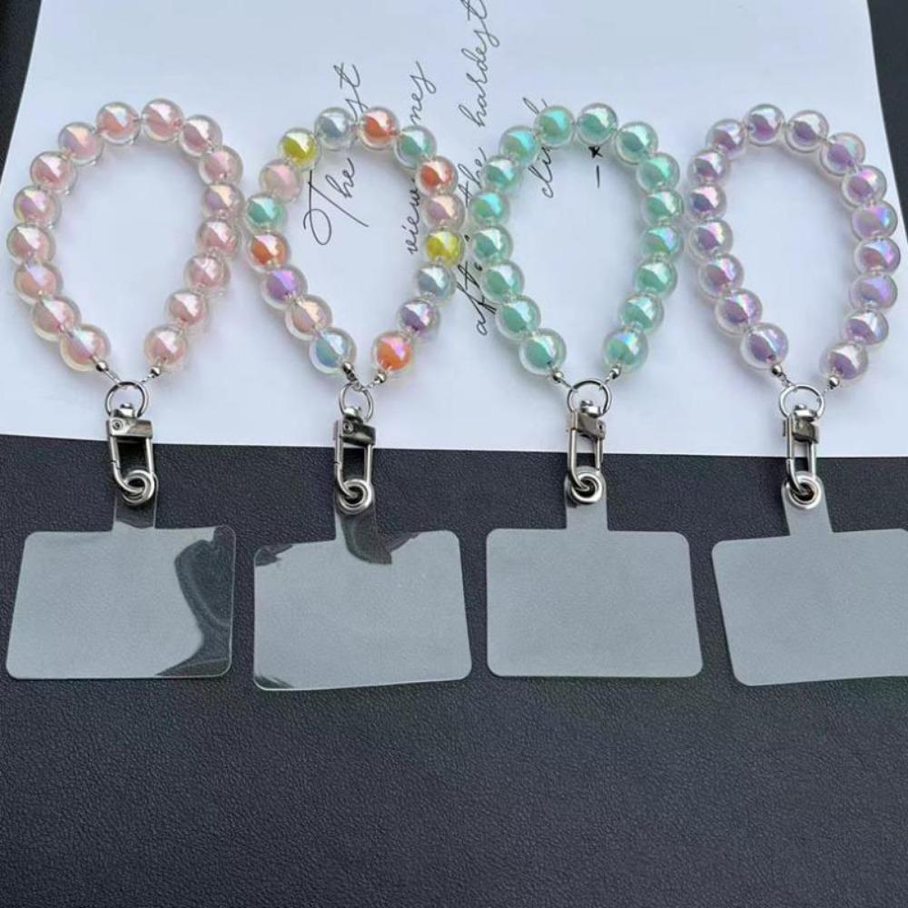 Luxury Plating Beaded Bracelet Phone Chain Acrylic Pendant For iPhone 11 13 Pro Max Woman Gold Anti-Lost Chain Hanging Jewelry