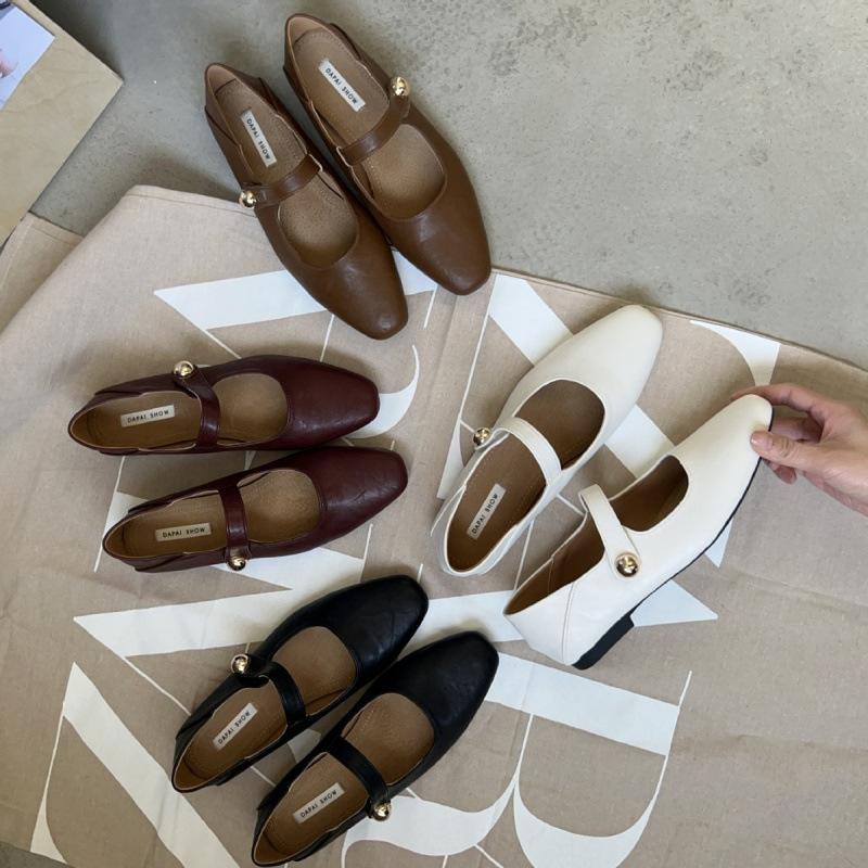

2025 spring new round head with metal buckle low heel lazy commuter work flat women s single shoes 39 белый