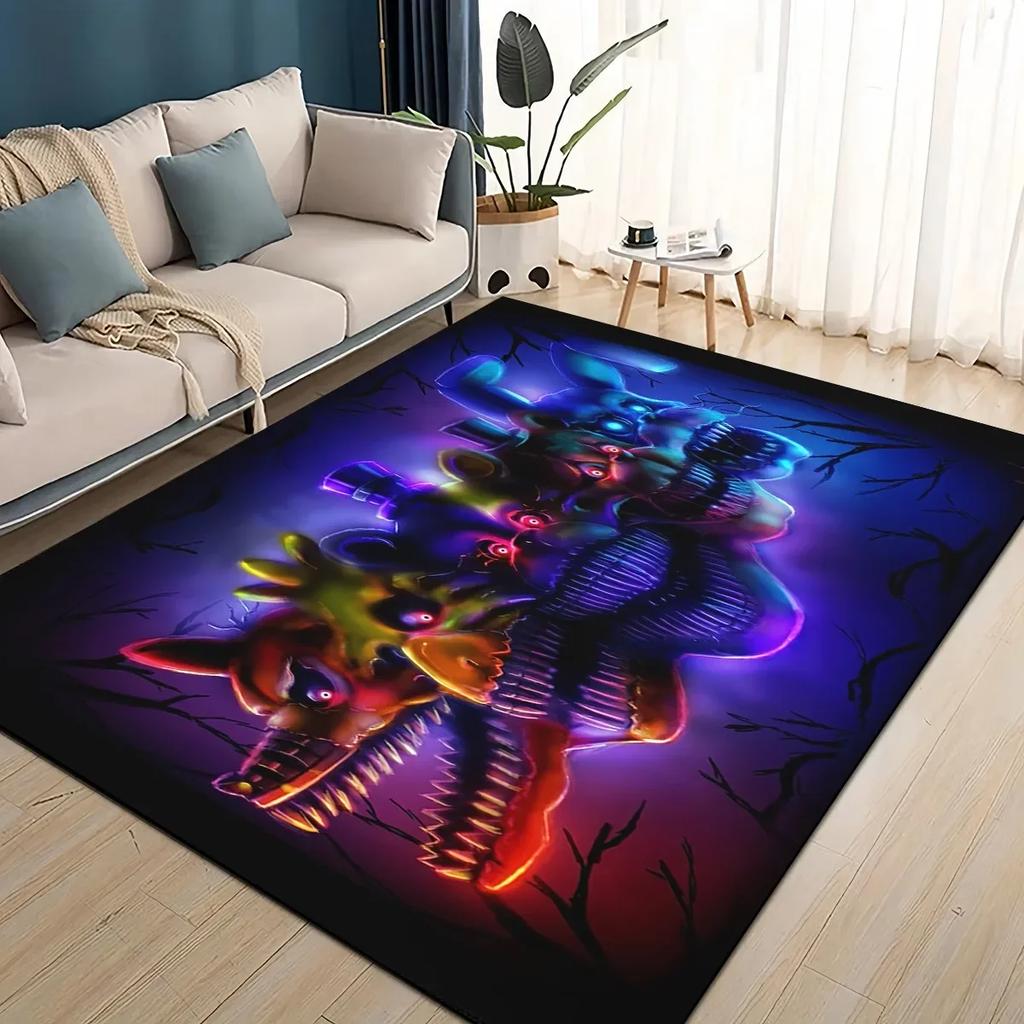 Tappeto Area Gioco Cartoon 3D F-Freddy Grande, Tappeto per Soggiorno Camera da Letto Divano Zerbino Decorazione, Tappetino Antiscivolo per Bambini