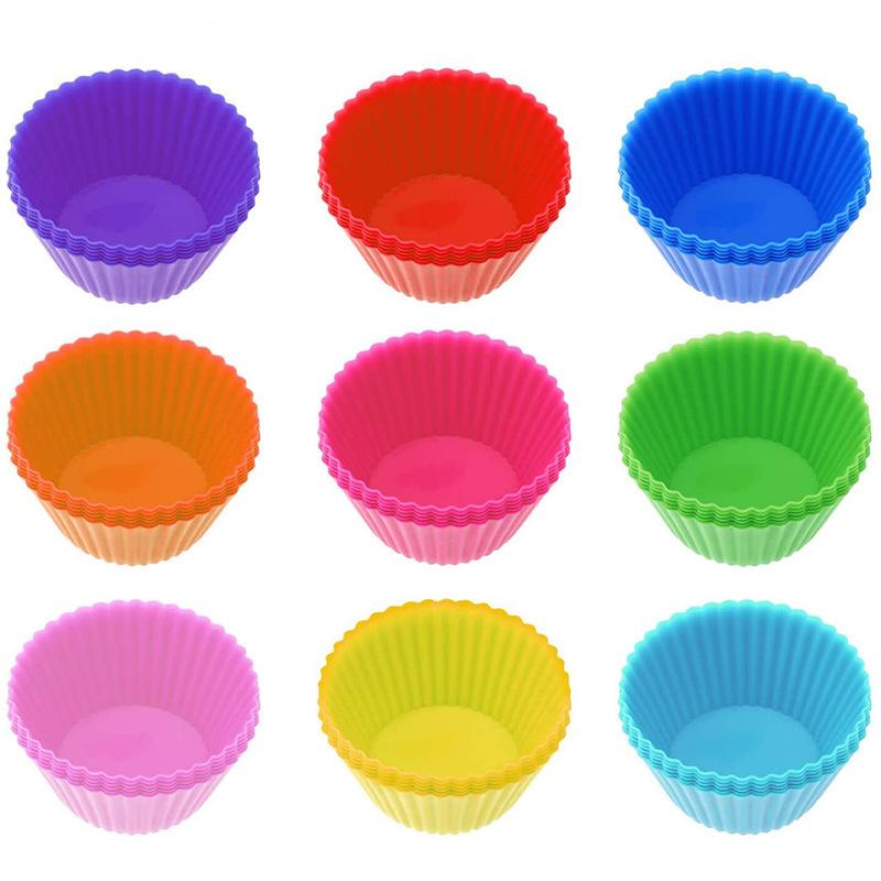 6Pcs Silicone Cupcake Mold Bakeware Cupcake Liner Reusable Muffin Baking Nonstick Moulds Kitchen Baking Accessories Random