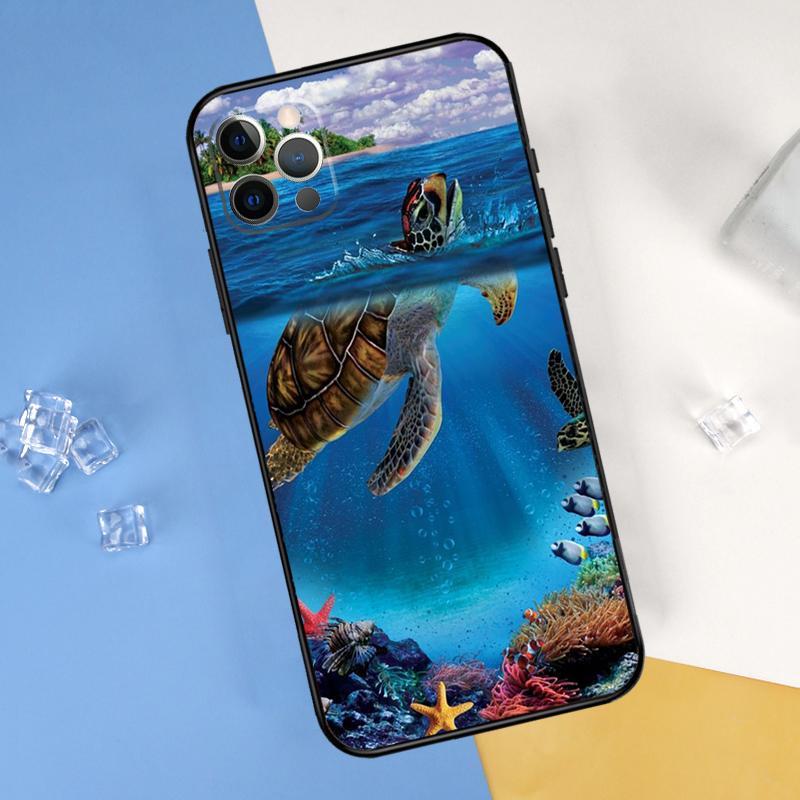Ocean Sea Turtle Phone Case For iPhone 16 Pro Max 12 13 Mini 11 14 15 Pro Max XR 16 15 Plus 16e Cover Shell