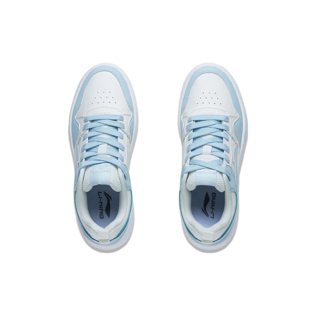 New LiNing Line 2.0 At The Beginning Anti Slip Wear Resistant Low Top Skateboard Shoes Women's White Blue AGCT338-3
