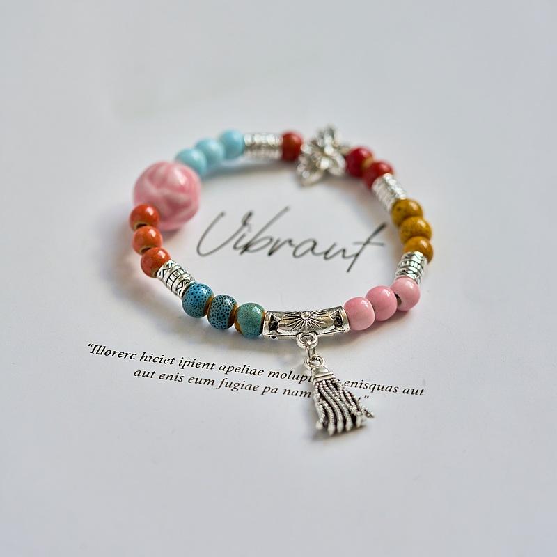 Literary Bracelet Maillard Color Jingdezhen Ceramic Bracelet Female Gift Student National Style Creative National Style Accessories