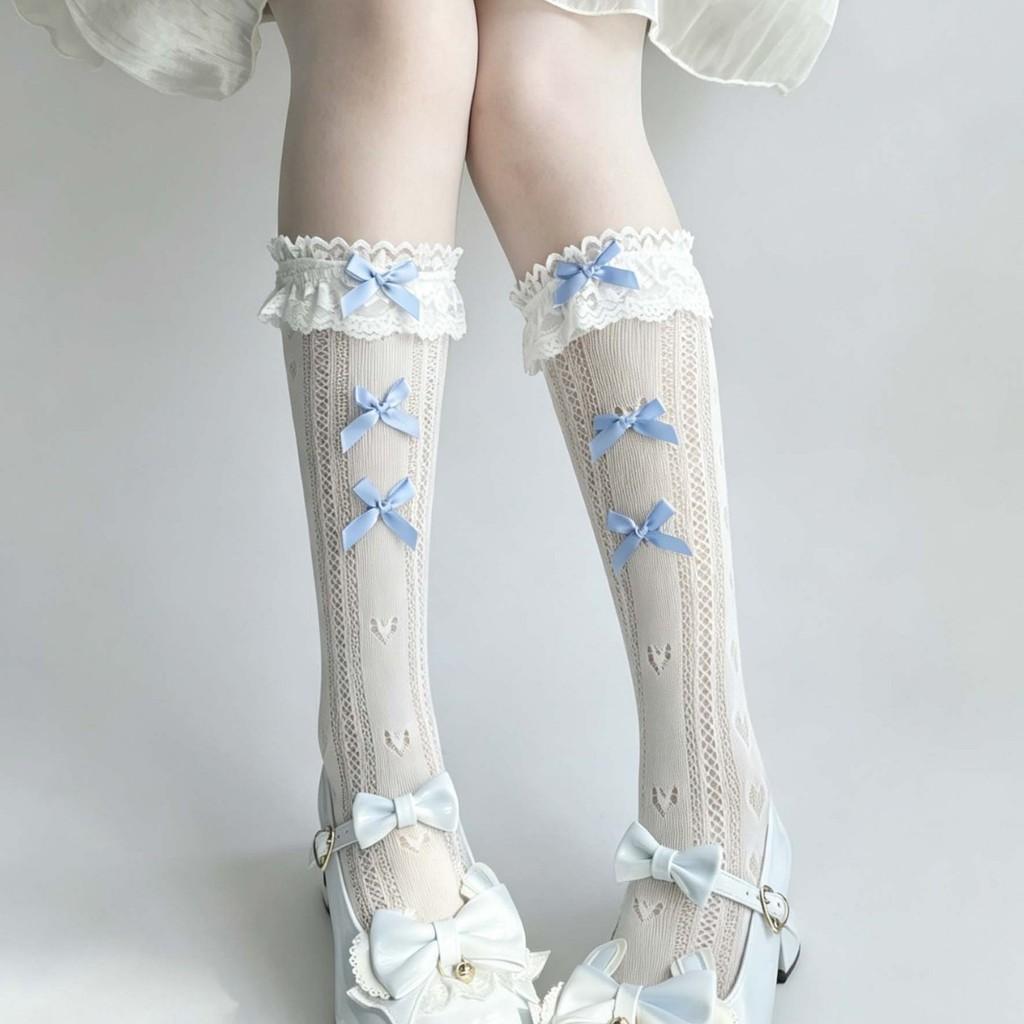 Lolita Socks With Lace Bows For Women Summer Fashion Cotton Blend