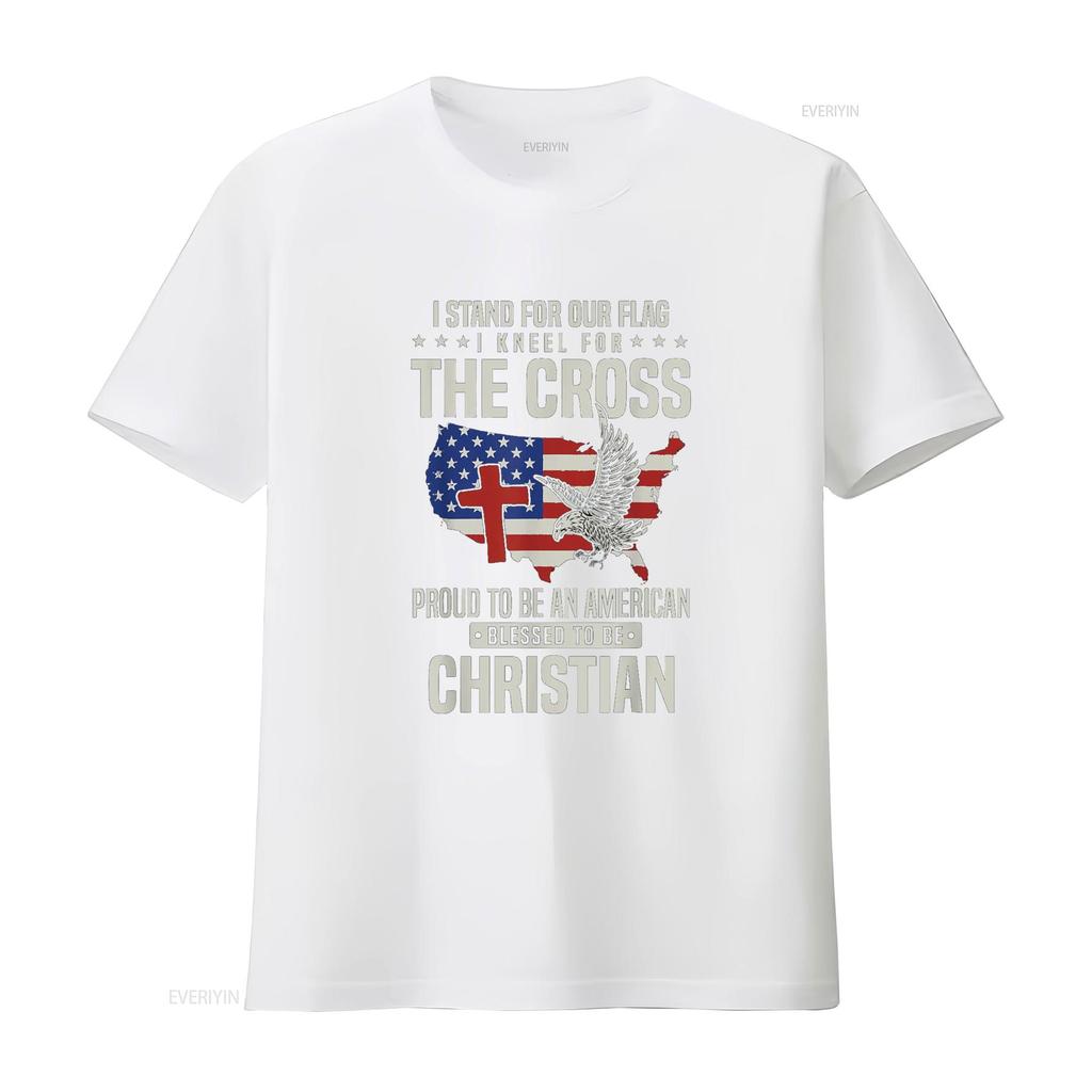 I Proudly Stand For The Flag And Kneel Cross T Shirt vintage Washed Soft Slightly Stretched Versatile fashion Casual