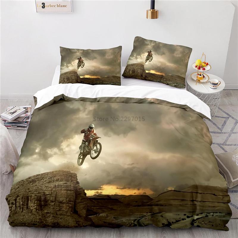 Classic Off-road Motorcycle Bedding Sets Bedclothes Bed Linen 3d Printed Duvet Cover Pillowcase Single Double Queen King Size