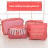 6 Pcs/Set Pink/Blue/Grey Travel Storage Bag Large Capacity Waterproof Luggage Clothing Underwear Storage Bag Bag With Zipper